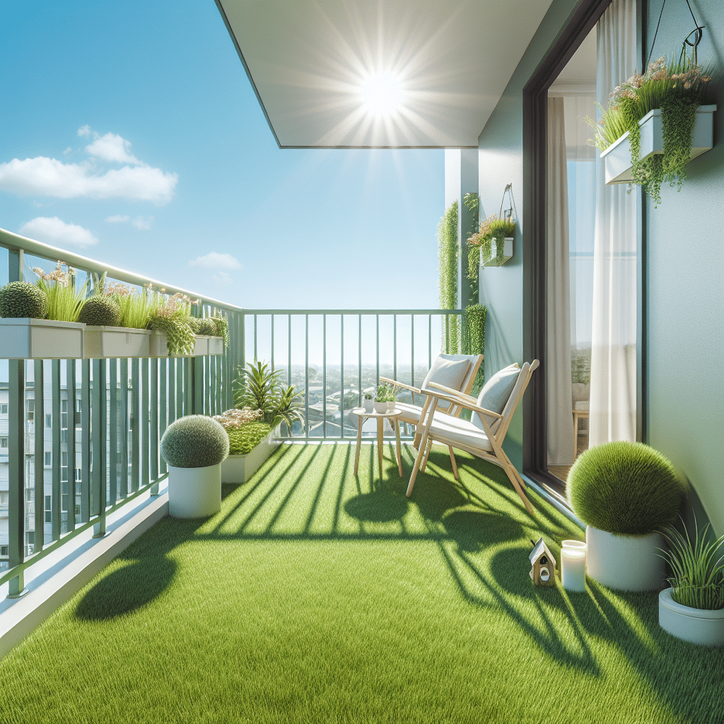 sztuczna trawa na balkonie