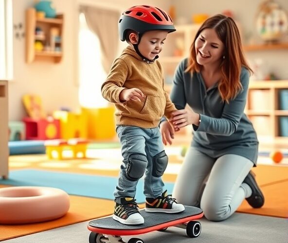 Deskorolka terapeutyczna pod nadzorem terapeuty poprawi równowagę 6‑latka z autyzmem?