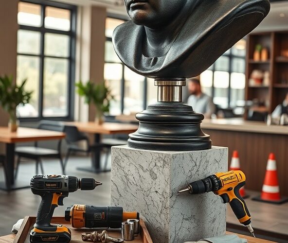 Jak bezpiecznie zamontować popiersie z brązu na postumencie w kawiarni?