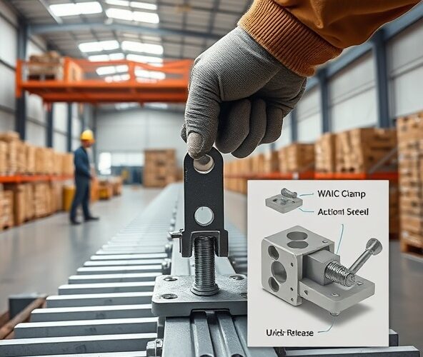 Jak dobrać uchwyt do krat pomostowych na halę magazynową, aby skrócić czas montażu i demontażu?